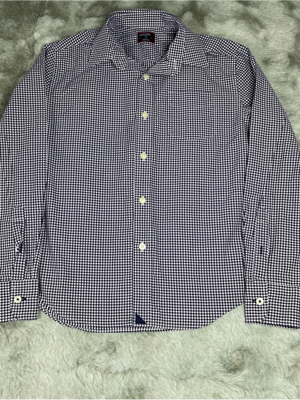 UNTUCKit Boys Navy and White Gingham Button-Down Shirt-0236